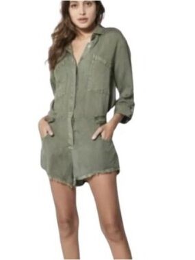 Young Fabulous & Broke River Run Utility Romper - Cadet Green - Size XS